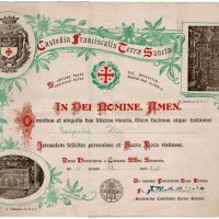 50-Custodia Franciscalis Terra Sanctae Certyfikat potwierdzający wizytę Filipa Roszowskiego w Rzymie w 1945 roku